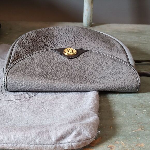 🔥2X HP🔥Christian Dior Leather Gray Pebble Pochette Bag Dior Logo Dust Bag - Picture 8 of 13
